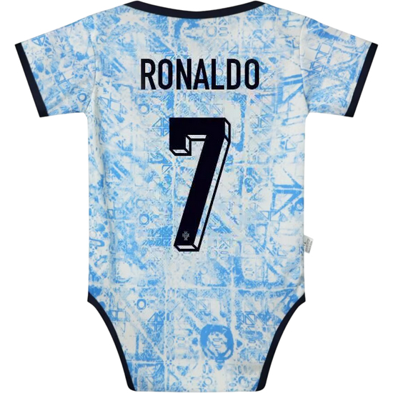 Cristiano Ronaldo Blue Baby Bodysuit 2024 Portugal Soccer Jersey
