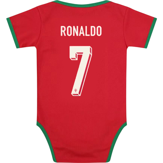 Cristiano Ronaldo Red Baby Bodysuit 2024 Portugal Soccer Jersey