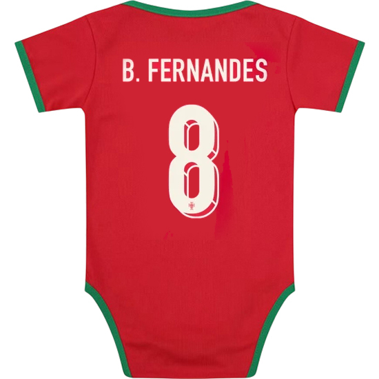 Bruno Fernandes Red Baby Bodysuit 2024 Portugal Soccer Jersey
