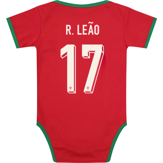 Rafael Leao Red Baby Bodysuit 2024 Portugal Soccer Jersey