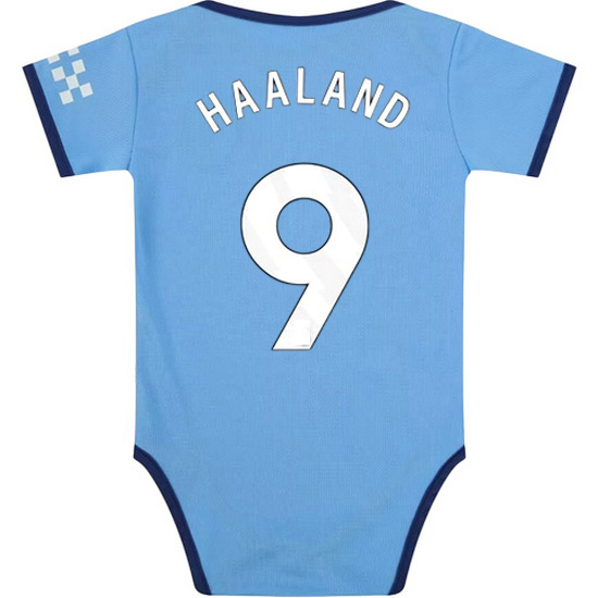 Erling Haaland Blue Baby Bodysuit 2024 Gameday Soccer Jersey