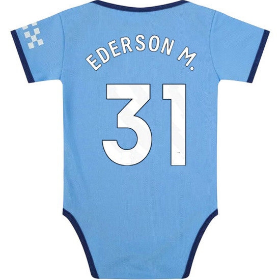 Ederson Blue Baby Bodysuit 2024 Gameday Soccer Jersey