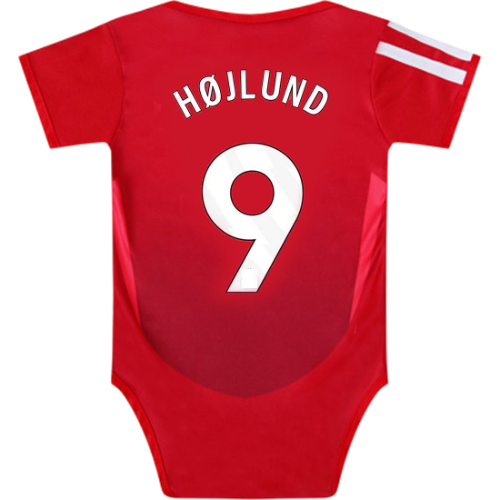 Rasmus Hojlund Red Baby Bodysuit 2024 Gameday Soccer Jersey