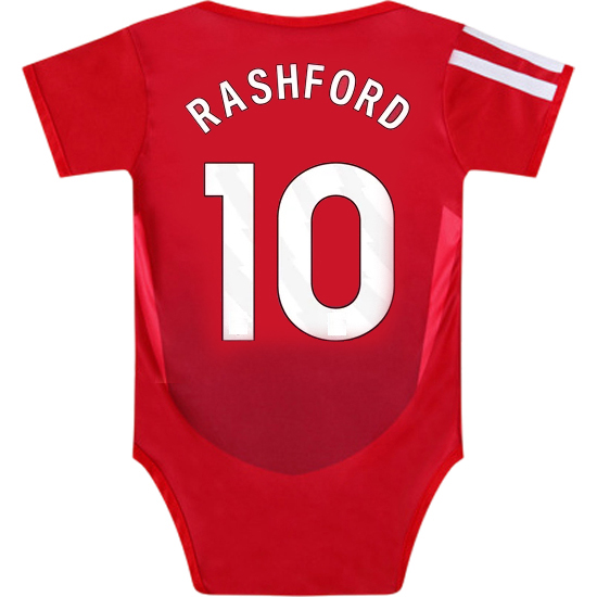 Marcus Rashford Red Baby Bodysuit 2024 Gameday Soccer Jersey