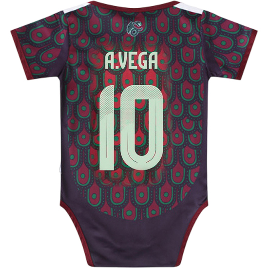 Alexis Vega Red Baby Bodysuit 2024 Mexico Soccer Jersey