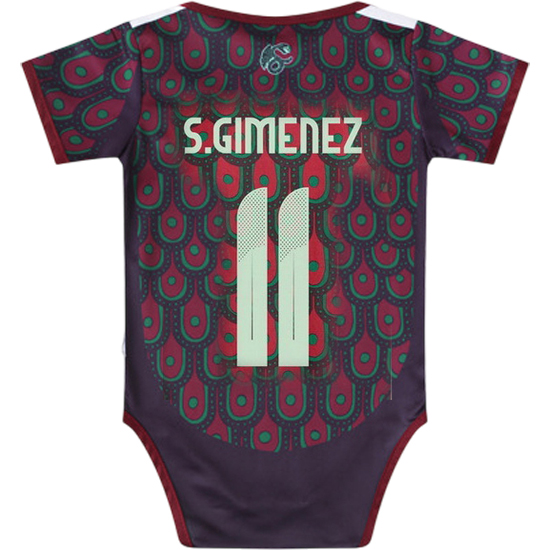 Santiago Gimenez Red Baby Bodysuit 2024 Mexico Soccer Jersey