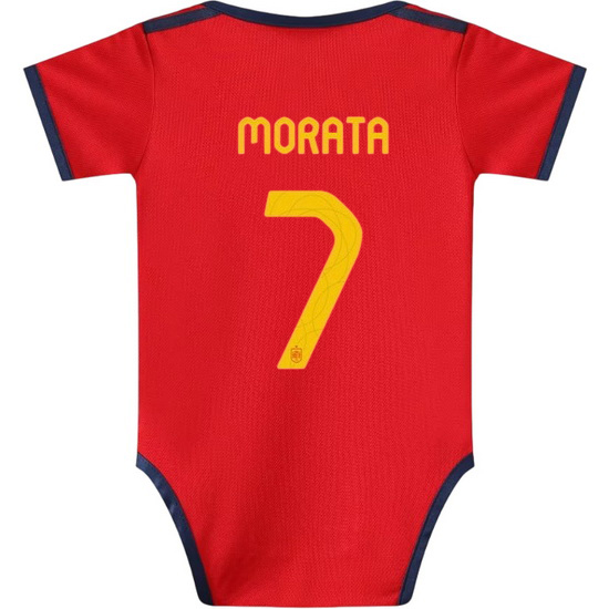 Alvaro Morata Red Baby Bodysuit 2024 Spain Soccer Jersey