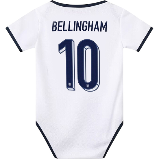 Jude Bellingham White Baby Bodysuit 2024 England Soccer Jersey
