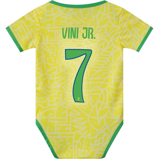 Vinicius Junior Yellow Baby Bodysuit 2024 Brazil Soccer Jersey