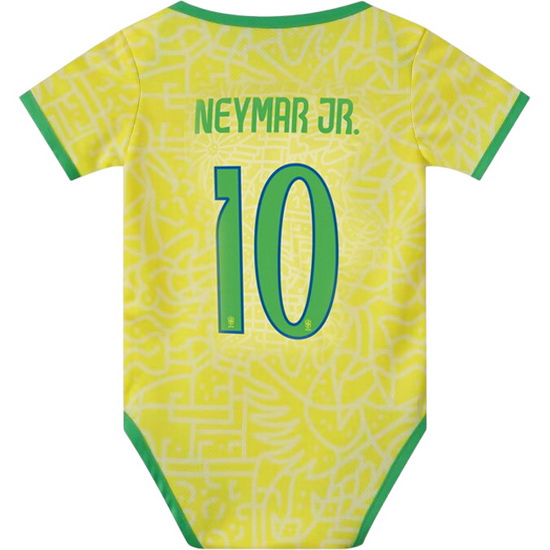 Neymar Yellow Baby Bodysuit 2024 Brazil Soccer Jersey