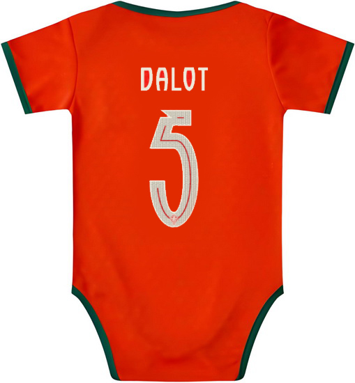 Diogo Dalot Red Baby Bodysuit 2025 Portugal Soccer Jersey