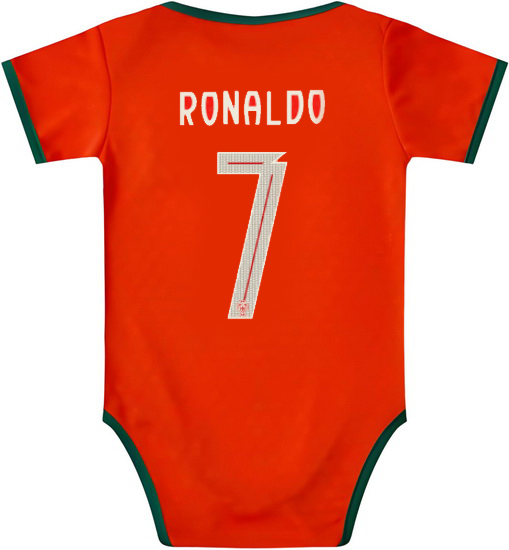 Cristiano Ronaldo Red Baby Bodysuit 2025 Portugal Soccer Jersey