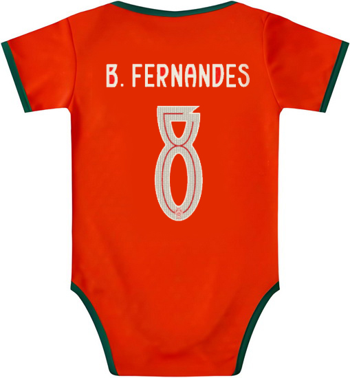 Bruno Fernandes Red Baby Bodysuit 2025 Portugal Soccer Jersey