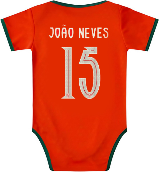 Joao Neves Red Baby Bodysuit 2025 Portugal Soccer Jersey