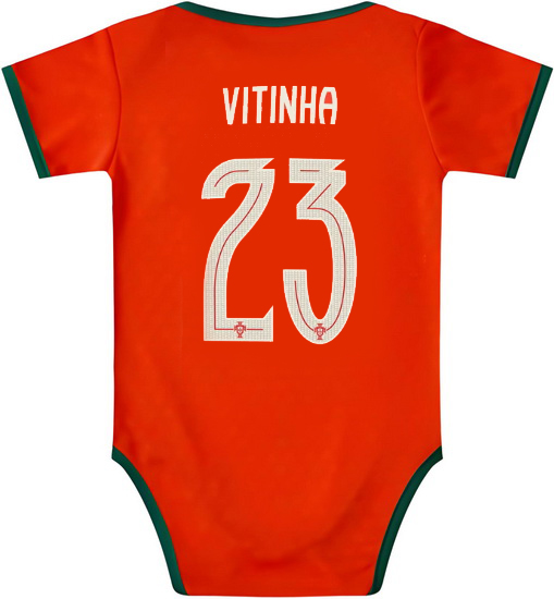 Vitinha Red Baby Bodysuit 2025 Portugal Soccer Jersey