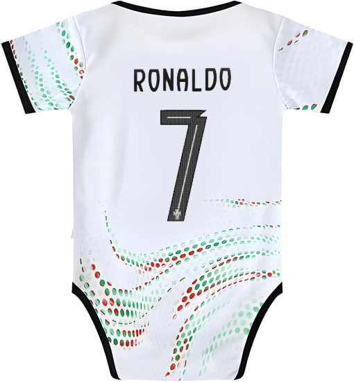 Cristiano Ronaldo White Baby Bodysuit 2025 Portugal Jersey