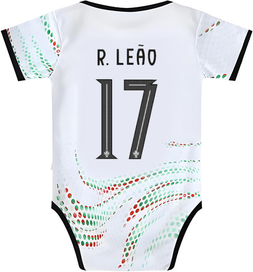 Rafael Leao White Baby Bodysuit 2025 Portugal Soccer Jersey