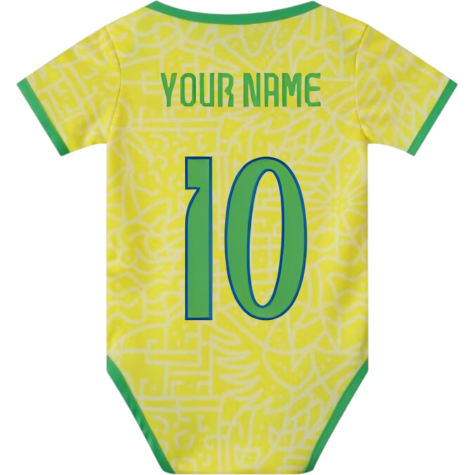 Custom Yellow Baby Bodysuit 2024 Brazil Soccer Jersey