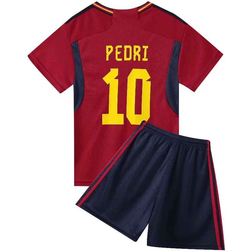 2022 Pedri #10 Red Spain Home Kids Jersey