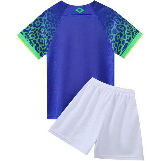 2022 Brazil Blank Blue Away Youth Soccer Jersey