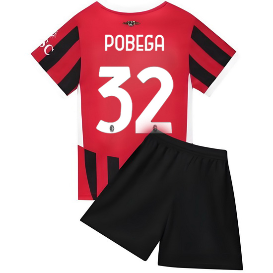 24/25 Tommaso Pobega #32 Red Home Youth Soccer Jersey