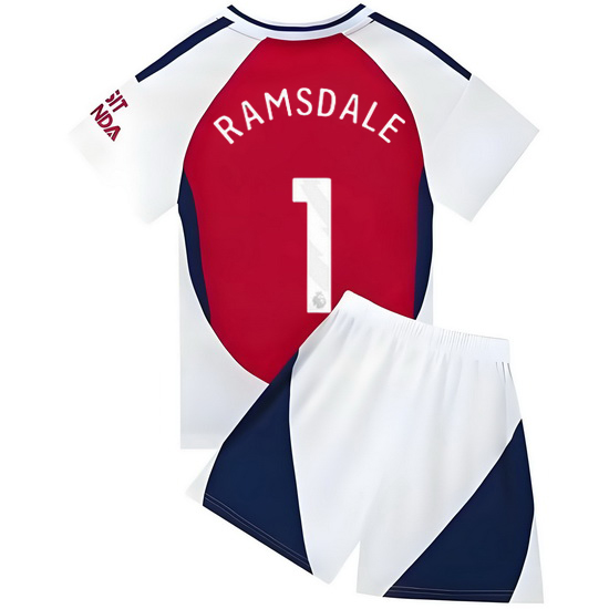 24/25 Aaron Ramsdale #1 Red/White Home Youth Soccer Jersey