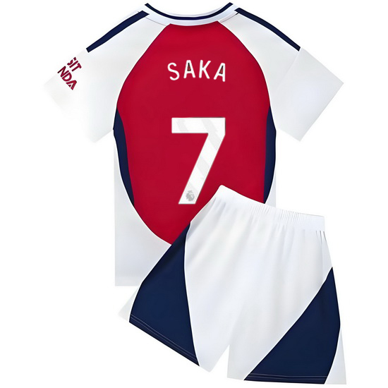 24/25 Bukayo Saka #7 Red/White Home Youth Soccer Jersey