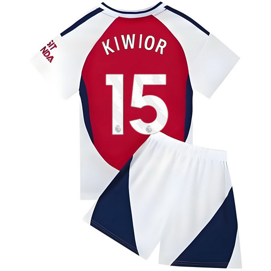 24/25 Jakub Kiwior #15 Red/White Home Youth Soccer Jersey