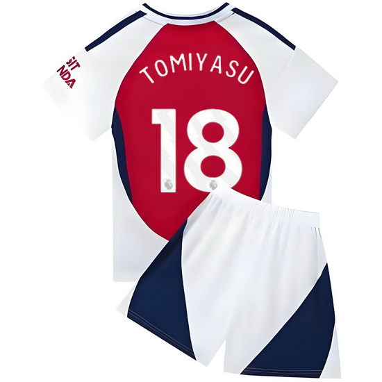 24/25 Takehiro Tomiyasu #18 Red/White Home Youth Soccer Jersey