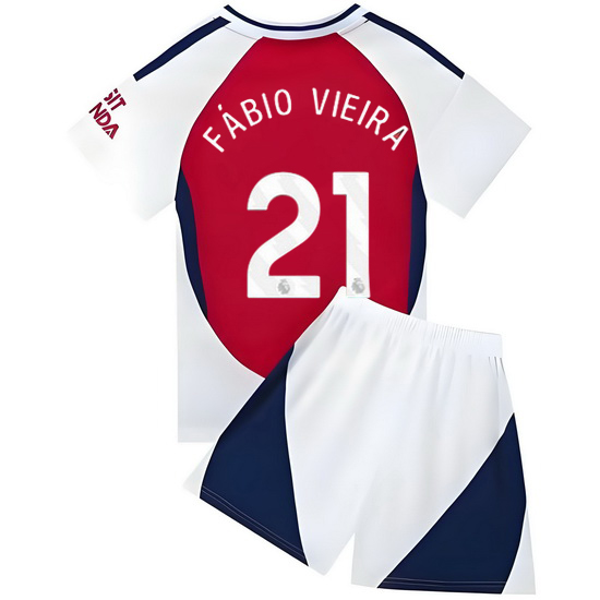 24/25 Fabio Vieira #21 Red/White Home Youth Soccer Jersey