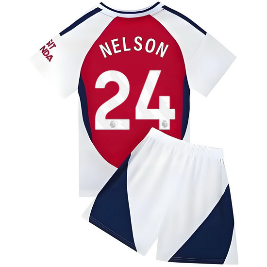 24/25 Reiss Nelson #24 Red/White Home Youth Soccer Jersey