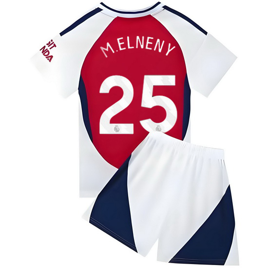 24/25 Mohamed Elneny #25 Red/White Home Youth Soccer Jersey