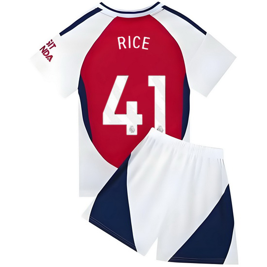 24/25 Declan Rice #41 Red/White Home Youth Soccer Jersey