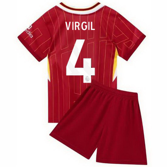 24/25 Virgil Van Dijk #4 Red Home Youth Soccer Jersey