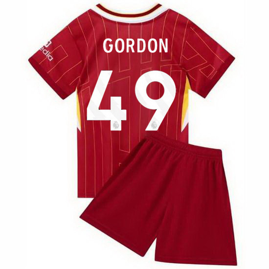 24/25 Kaide Gordon #49 Red Home Youth Soccer Jersey