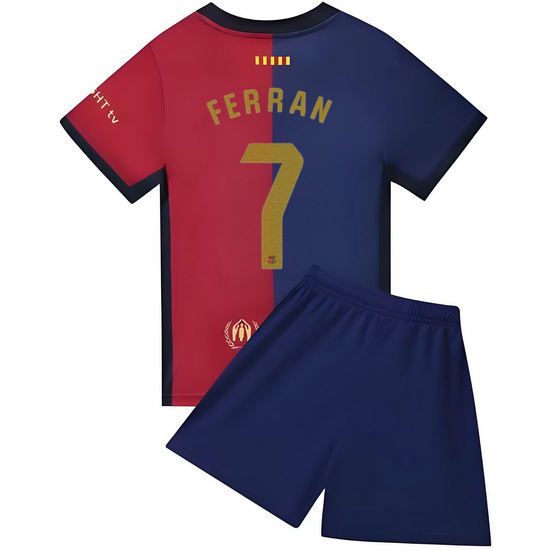 24/25 Ferran Torres #7 Blue Home Youth Soccer Jersey