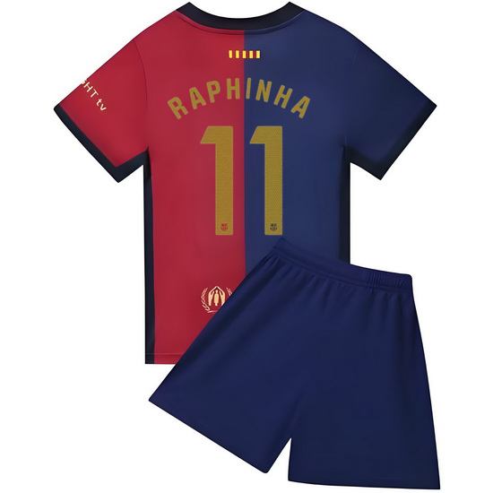 24/25 Raphinha #11 Blue Home Youth Soccer Jersey