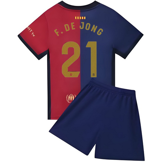 24/25 Frenkie de Jong #21 Blue Home Youth Soccer Jersey