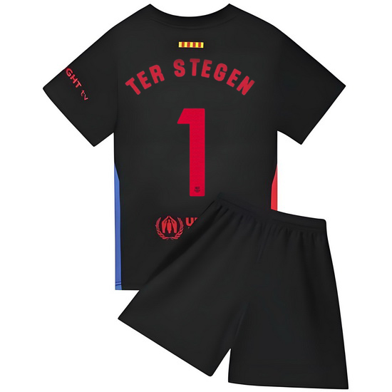 24/25 Marc-Andre ter Stegen #1 Black Away Youth Soccer Jersey