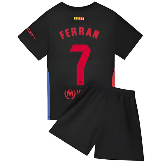 24/25 Ferran Torres #7 Black Away Youth Soccer Jersey
