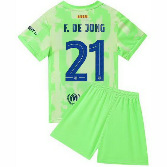 24/25 Frenkie de Jong #21 Minty Green Third Youth Soccer Jersey