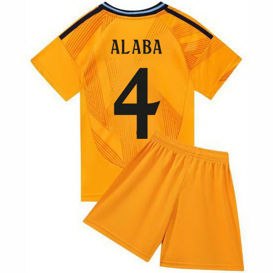 24/25 David Alaba #4 Orange Away Youth Soccer Jersey