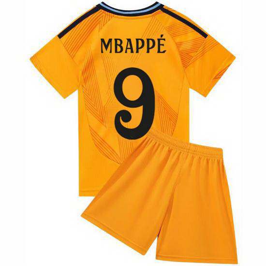 24/25 Kylian Mbappe #9 Orange Away Youth Soccer Jersey