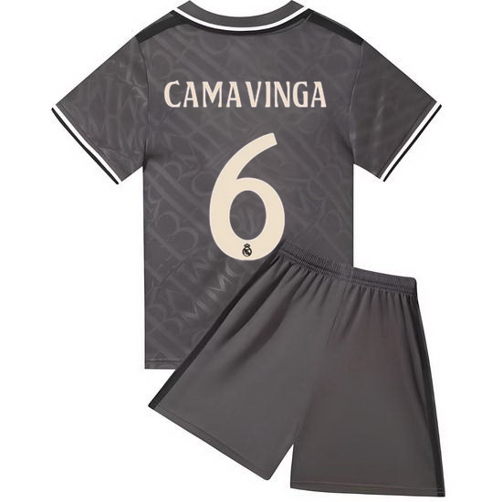 24/25 Eduardo Camavinga #6 Charcoal Third Youth Soccer Jersey