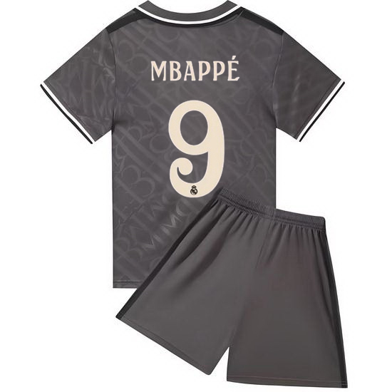 24/25 Kylian Mbappe #9 Charcoal Third Youth Soccer Jersey