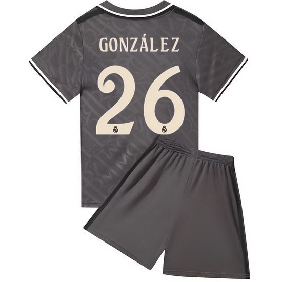 24/25 Fran Gonzalez #26 Charcoal Third Youth Soccer Jersey