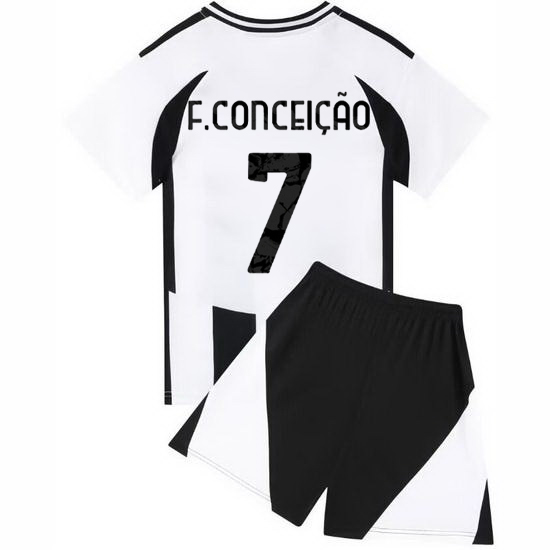 24/25 Francisco Conceicao #7 White/Black Home Youth Soccer Jersey