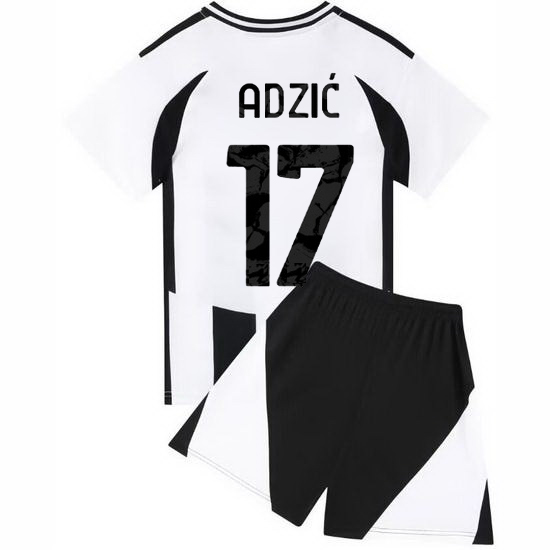 24/25 Vasilije Adzic #17 White/Black Home Youth Soccer Jersey