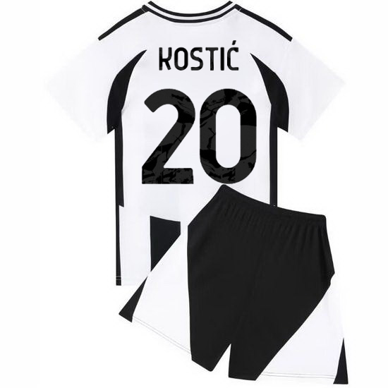 24/25 Filip Kostic #20 White/Black Home Youth Soccer Jersey