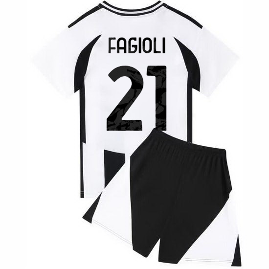 24/25 Nicolo Fagioli #21 White/Black Home Youth Soccer Jersey